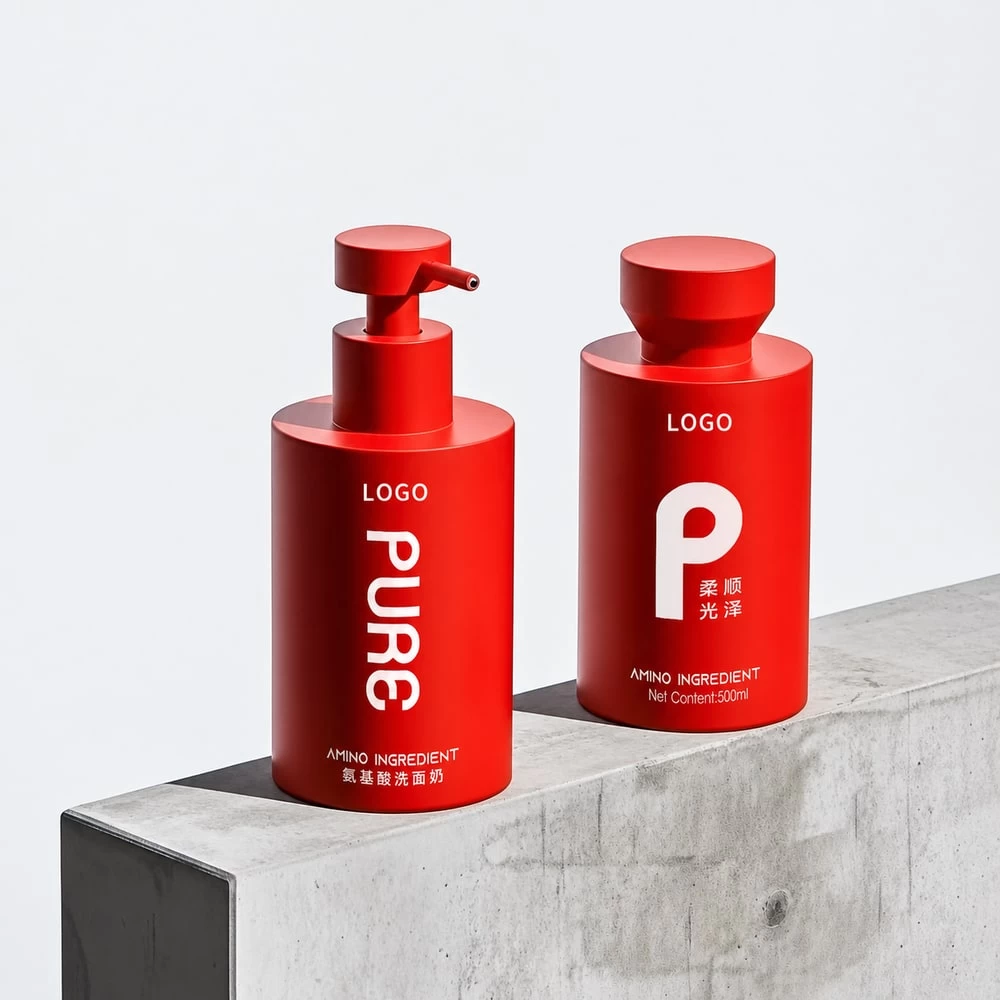 Red deep hydration protein treatment pump bottles