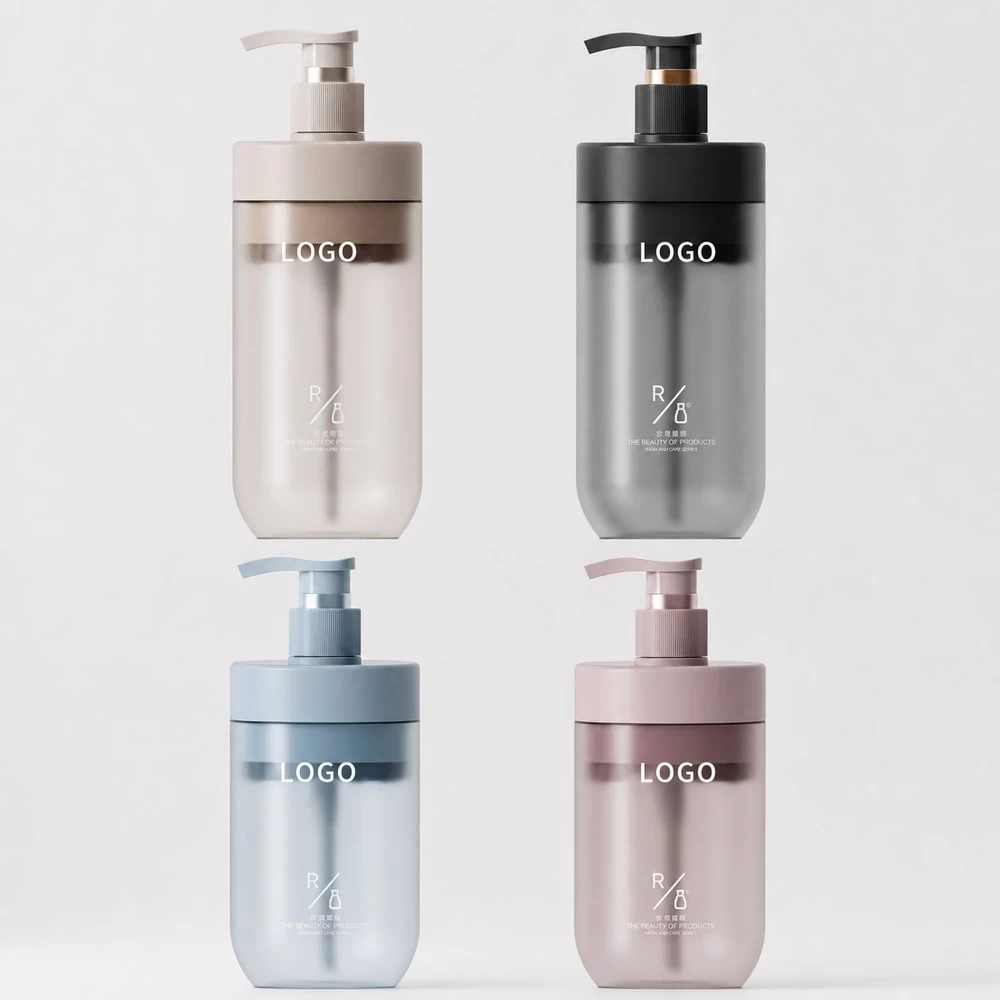 Neutral niacinamide body wash pump bottles in four colors
