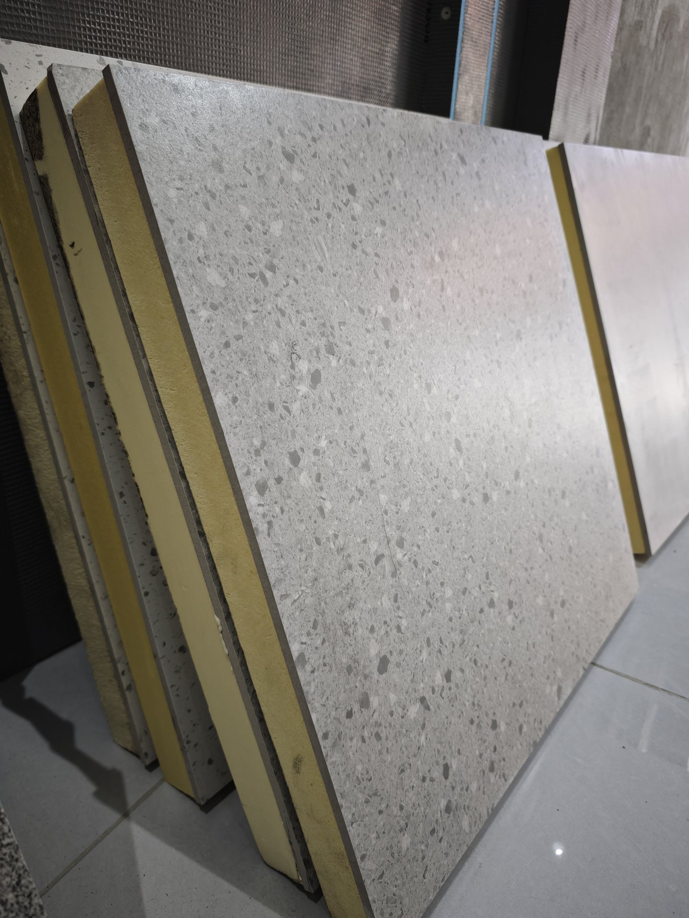 XPS tile boards showing rigid foam insulation core