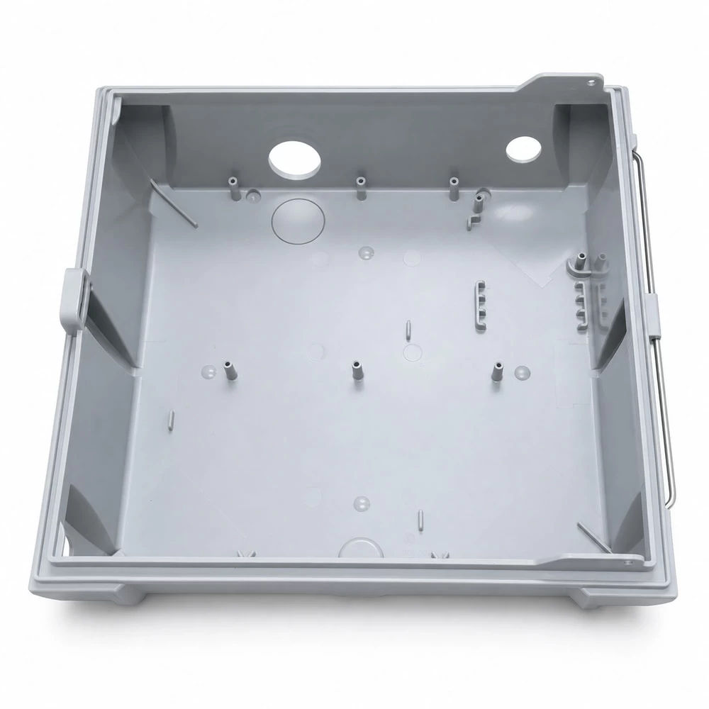 Open 1056 electrical enclosure base with molded mounting bosses