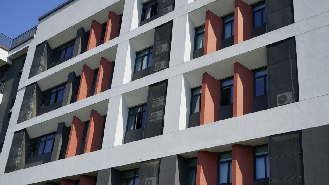 Exterior wall detail with decorative waterproof finish