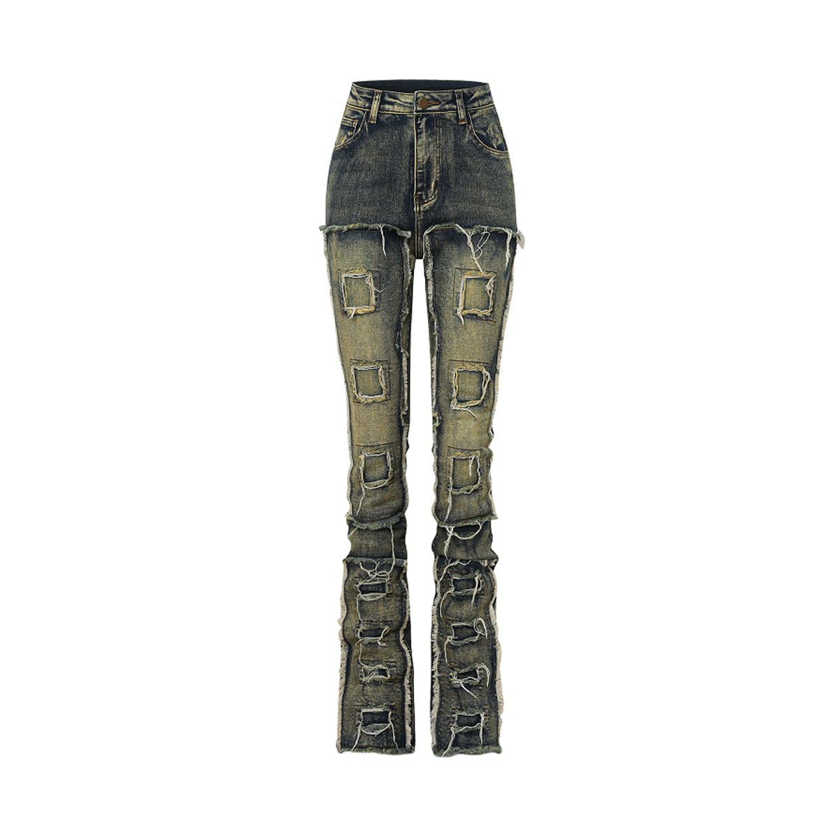 Women High Waist Patchwork Jeans JXH6021