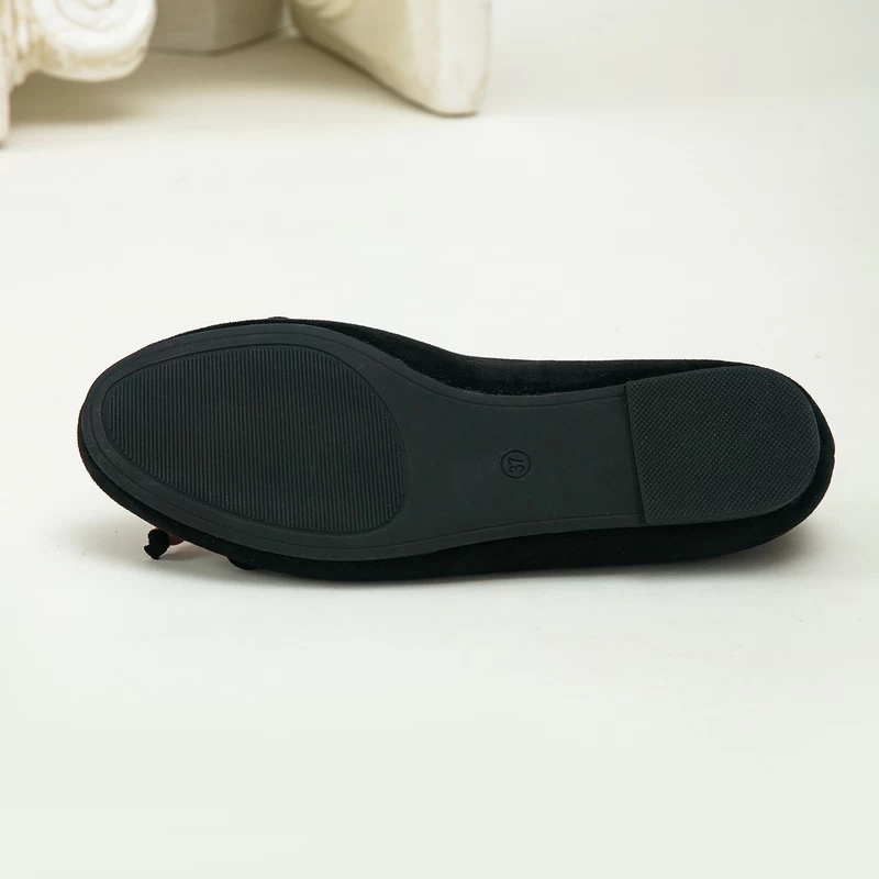 Women’s Suede Bow Beaded Ballet Flats