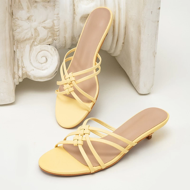Women’s Woven Strap Kitten-Heel Mules