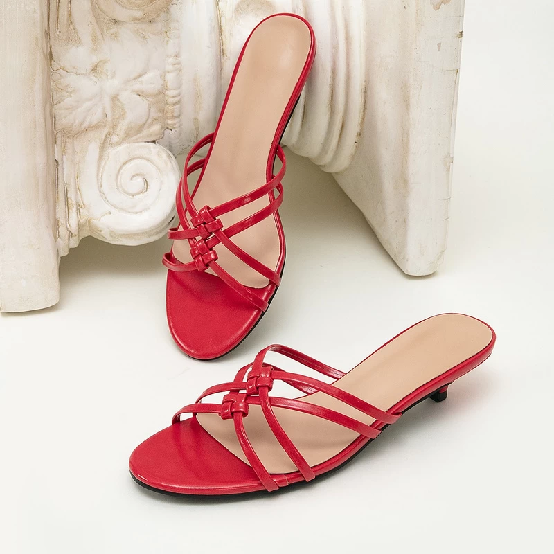 Women’s Woven Strap Kitten-Heel Mules