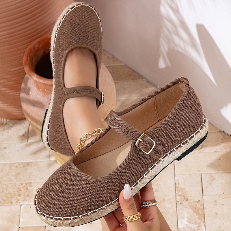 Women’s Linen Mary Jane Espadrille Flats