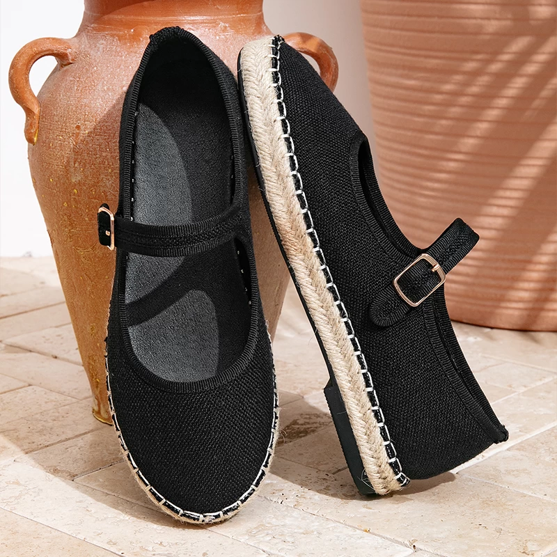 Women’s Linen Mary Jane Espadrille Flats