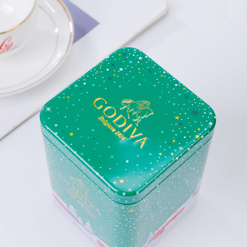 Wavy Square Tinplate Tea Canister