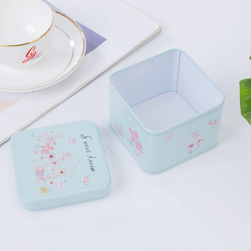 Wavy Square Tinplate Tea Canister