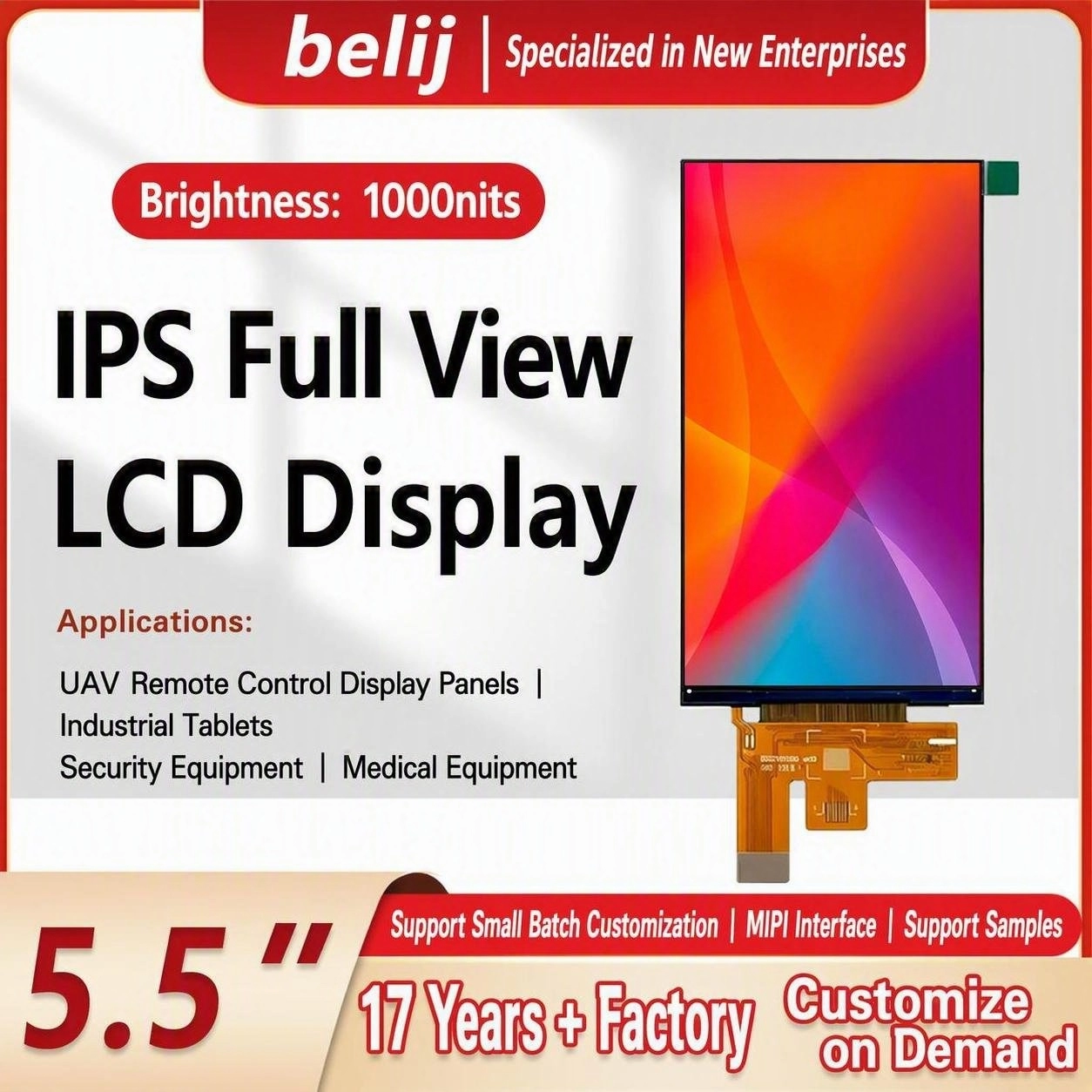 5.5 Inch FHD 1080x1920 1000 Nits MIPI TFT LCD Display Module