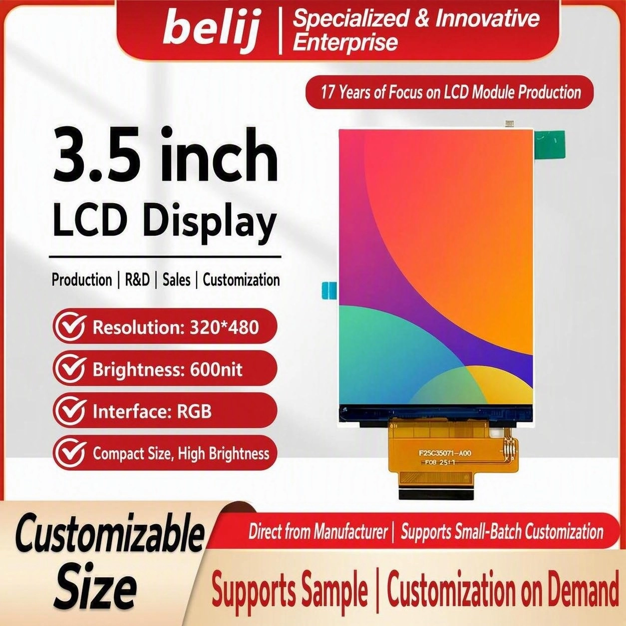 3.5 Inch 320x480 600 Nits TFT LCD Display Module