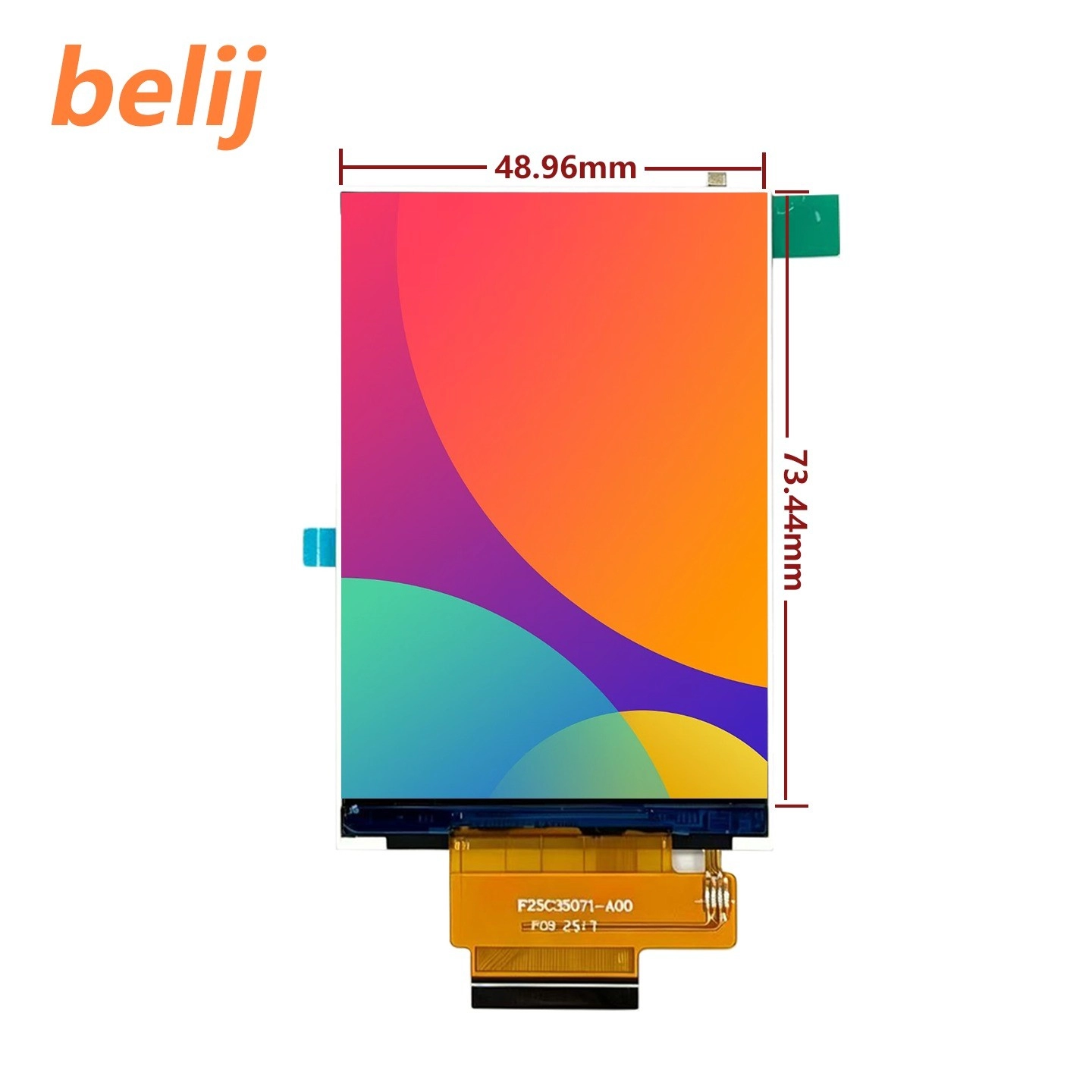 3.5 Inch 320x480 600 Nits TFT LCD Display Module dimension drawing