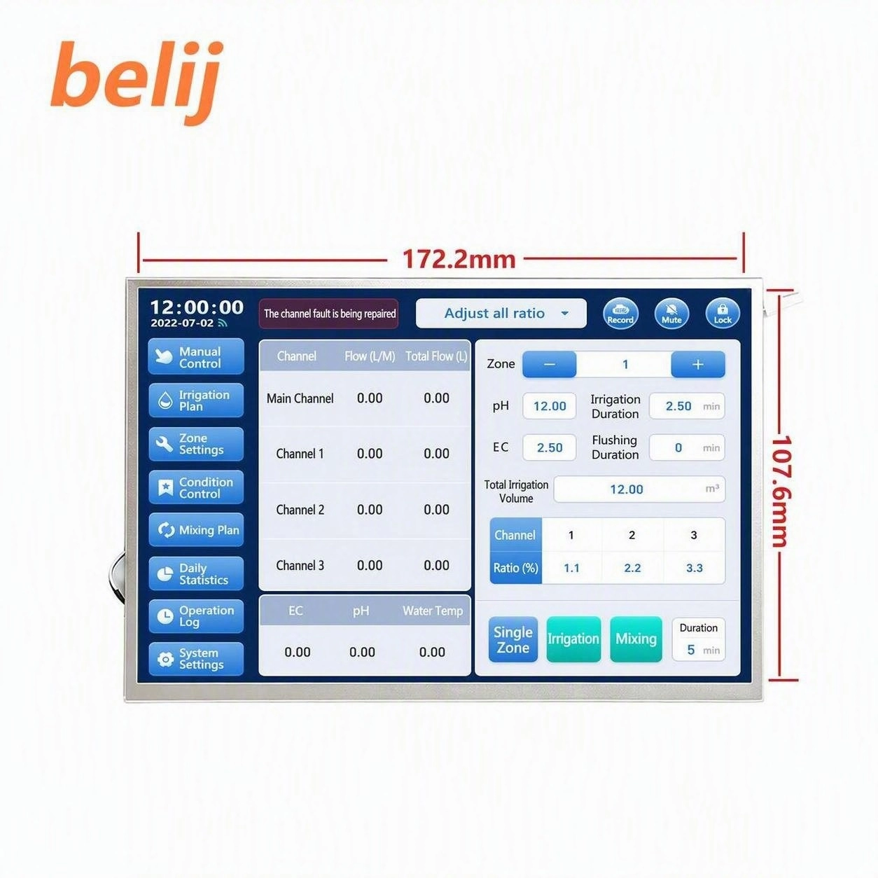8.0 Inch 1920x1200 1000 Nits LVDS Touch TFT LCD Display Module dimension drawing