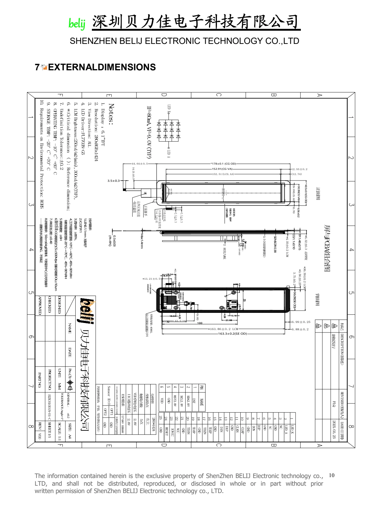 B25C61001N-01-C dimensional drawing from datasheet