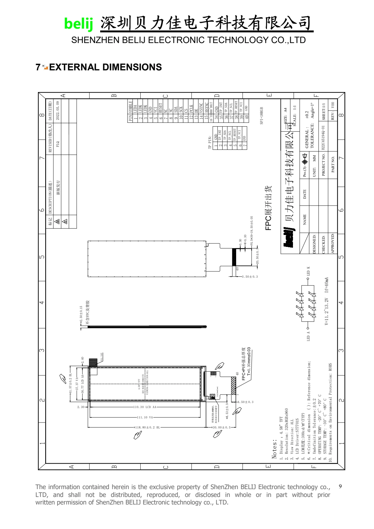 B22C45194Q-01 dimensional drawing from datasheet
