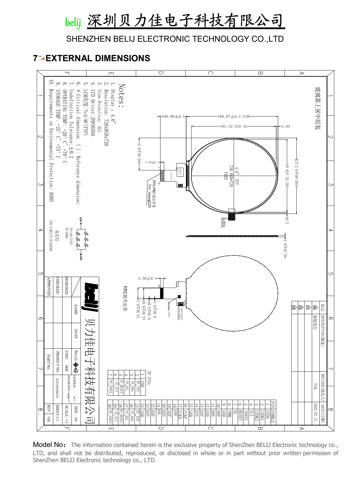 B22C40289Q-01 dimensional drawing from datasheet