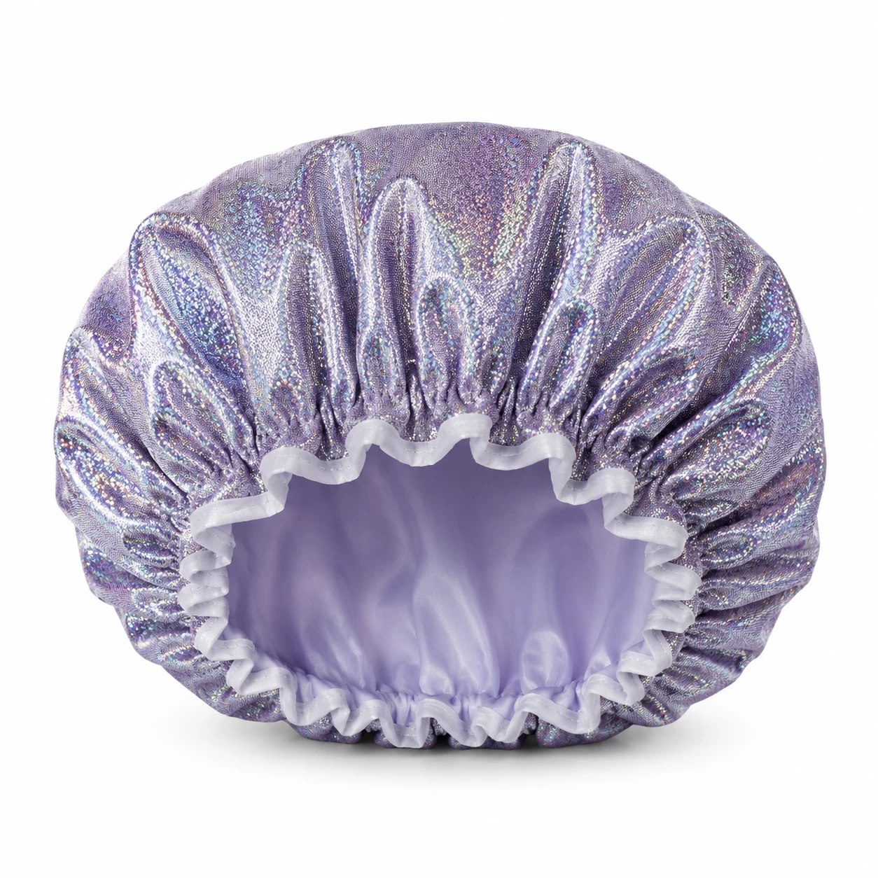 Holographic Fabric and PEVA Double-Layer Shower Cap