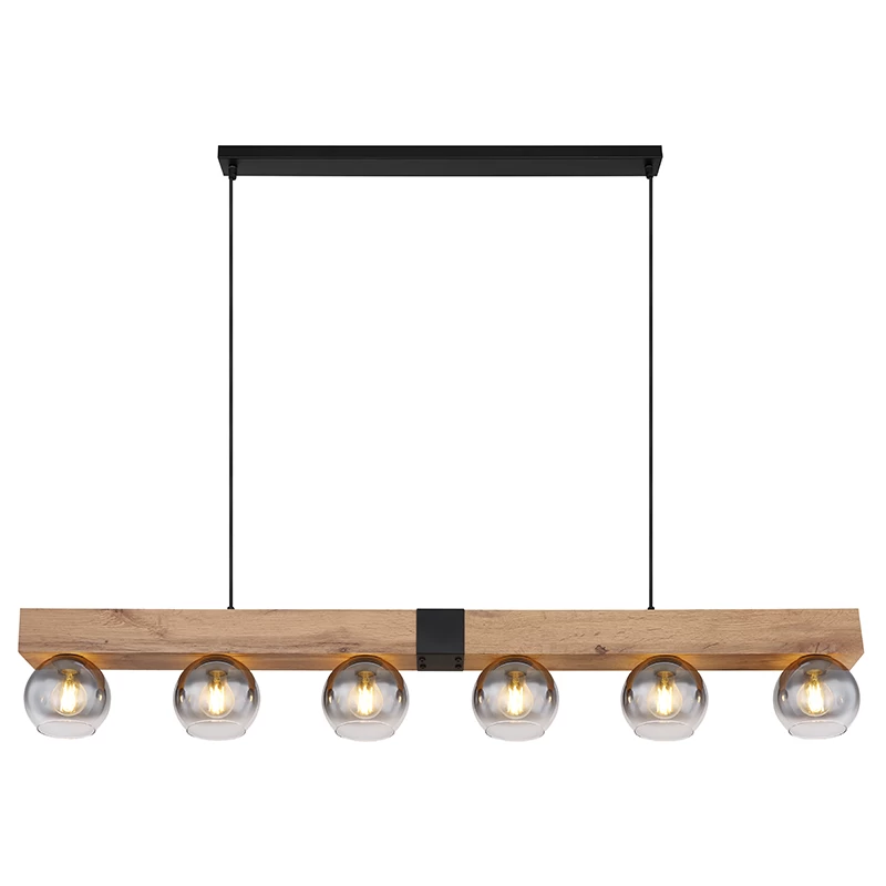 15828-3 Smoke Gray Gradient Glass and Matte Black 3-Light Ceiling Lamp