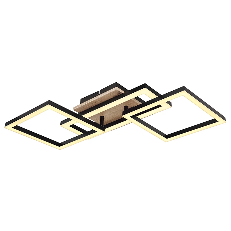 26048-24 Matte Black and MDF Rotatable LED Frame Ceiling Light, 24W 3000K