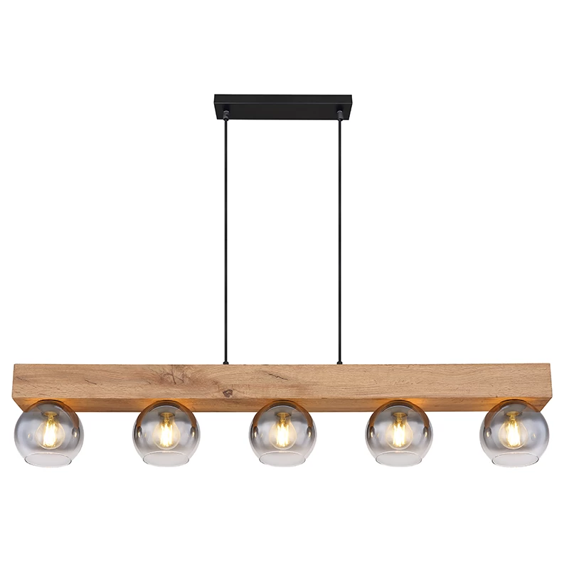 15828-3 Smoke Gray Gradient Glass and Matte Black 3-Light Ceiling Lamp