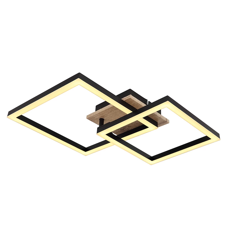 26048-24 Matte Black and MDF Rotatable LED Frame Ceiling Light, 24W 3000K