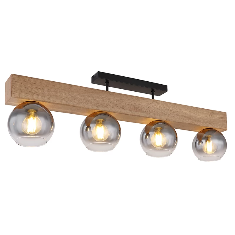 15828-3 Smoke Gray Gradient Glass and Matte Black 3-Light Ceiling Lamp
