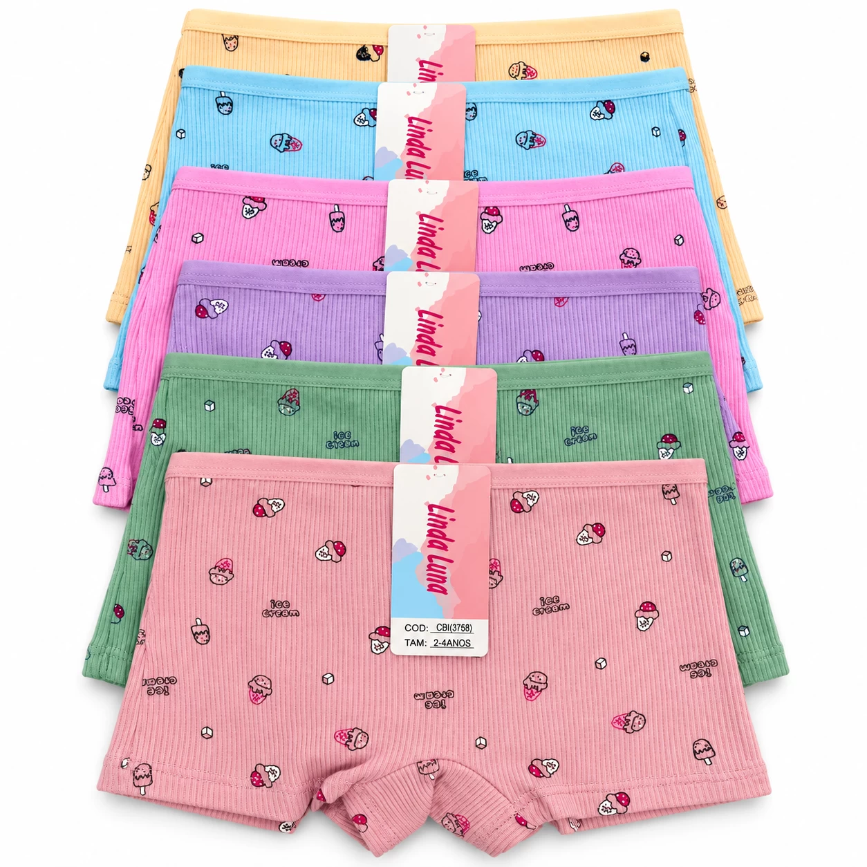 Girls’ Ribbed Cotton Boyshort Underwear