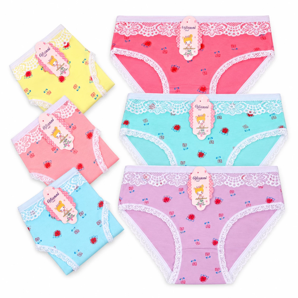 Girls’ Lace-Trim Cotton Briefs