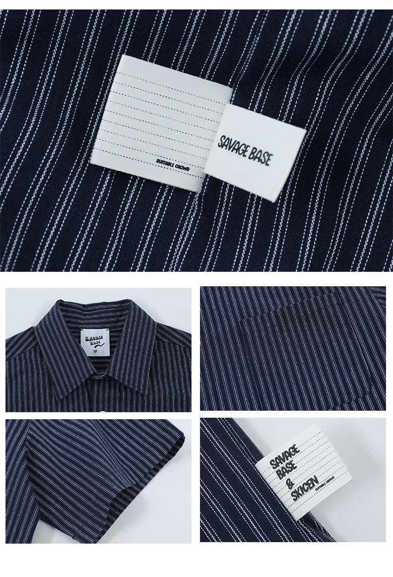MT2753 Preppy Style Wholesale Custom 100% Cotton Oversized Stripe Shirts Vintage Cargo Shirts