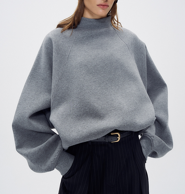H5649 Manufacturer Wholesale Custom Raglan Sleeve Mock Neck Sweatshirt Oversized Pullover Unisex