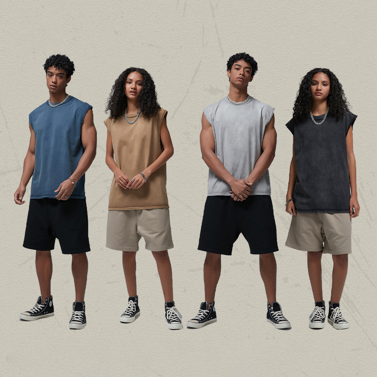 TT5034 24 S/S Streetwear Manufacturer Custom 275g 100% Cotton Washed Tank Top for Men for Women