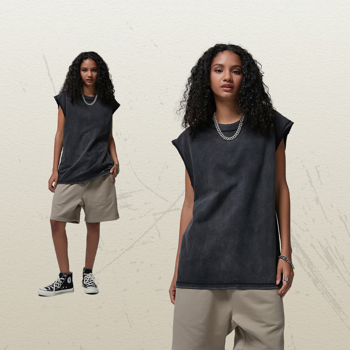 TT5034 24 S/S Streetwear Manufacturer Custom 275g 100% Cotton Washed Tank Top for Men for Women