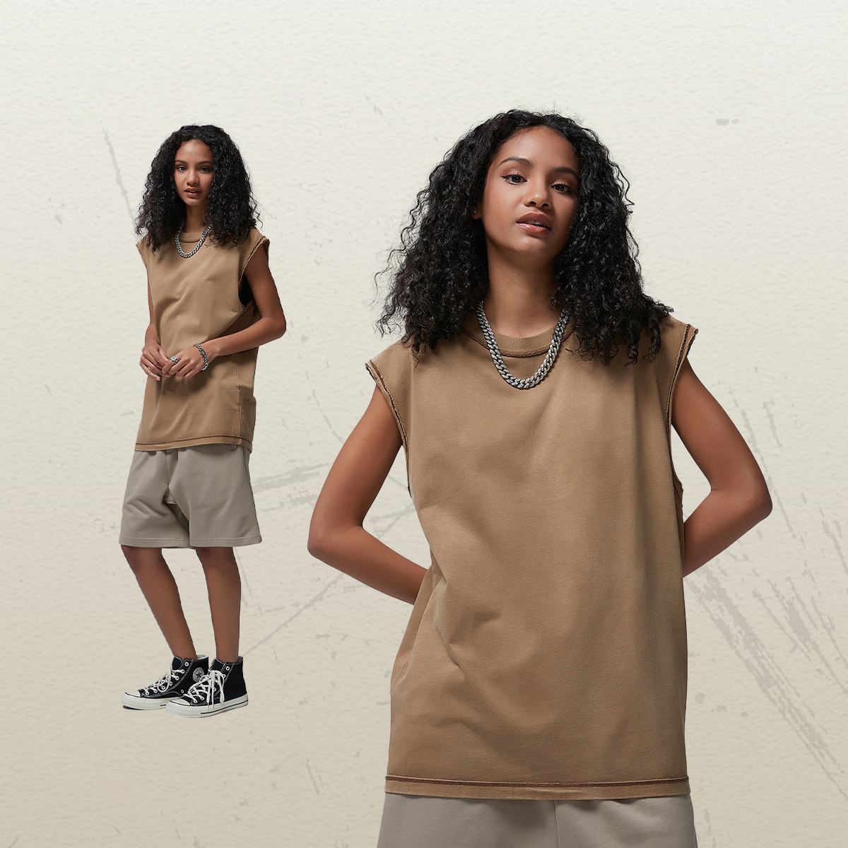 TT5034 24 S/S Streetwear Manufacturer Custom 275g 100% Cotton Washed Tank Top for Men for Women