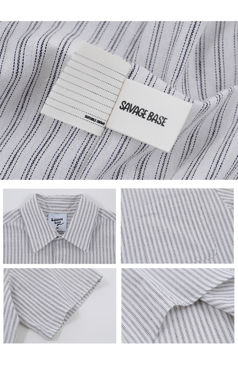 MT2753 Preppy Style Wholesale Custom 100% Cotton Oversized Stripe Shirts Vintage Cargo Shirts