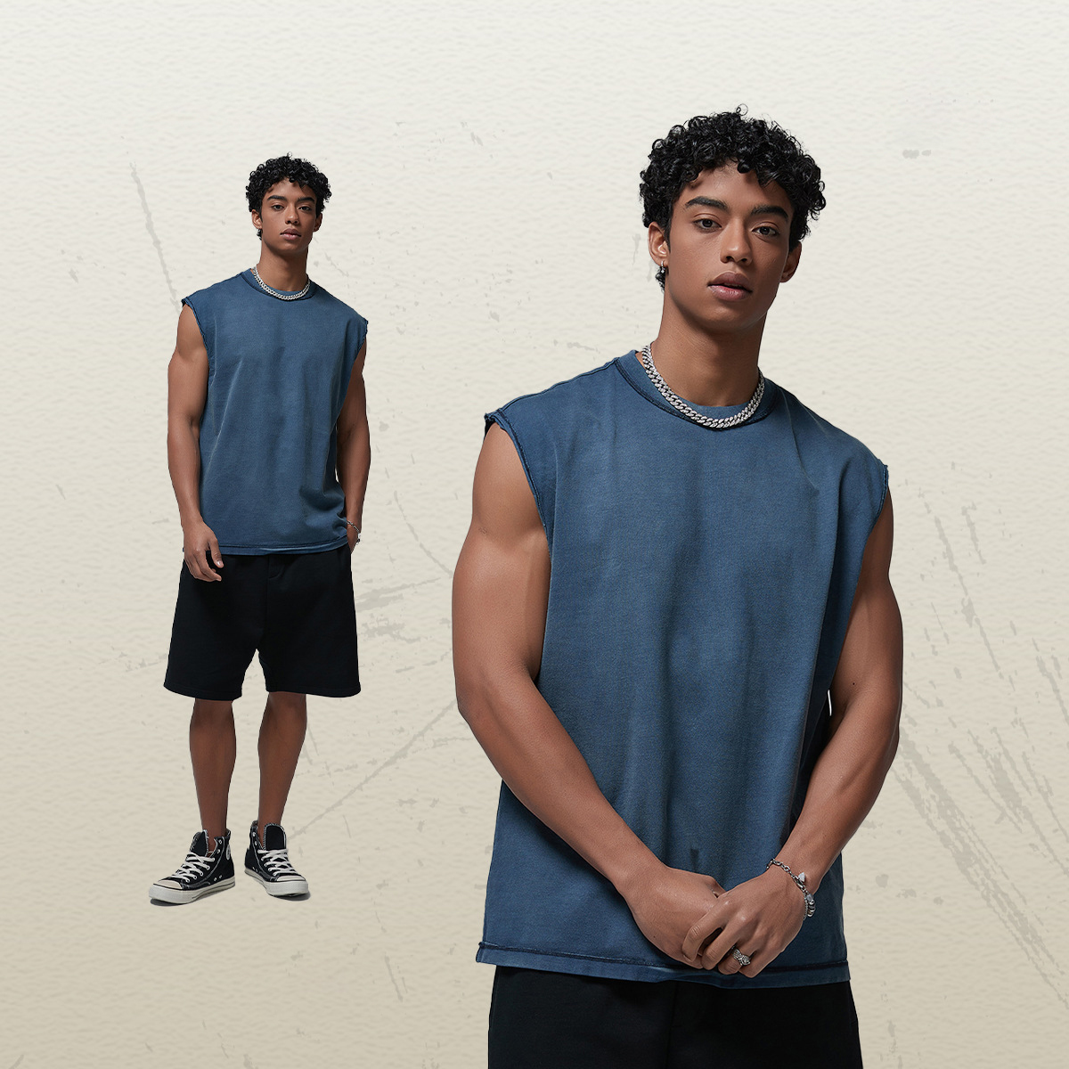 TT5034 24 S/S Streetwear Manufacturer Custom 275g 100% Cotton Washed Tank Top for Men for Women
