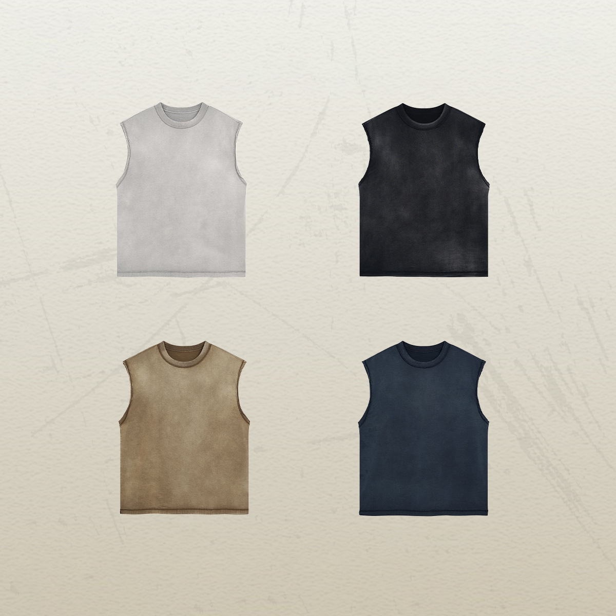 TT5034 24 S/S Streetwear Manufacturer Custom 275g 100% Cotton Washed Tank Top for Men for Women
