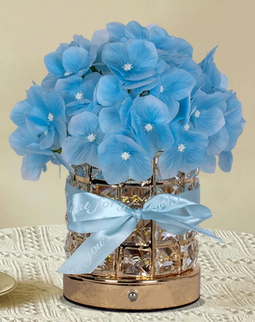 

Three Color Single Head Hydrangea Lamp with Cylindrical Crystal Pot