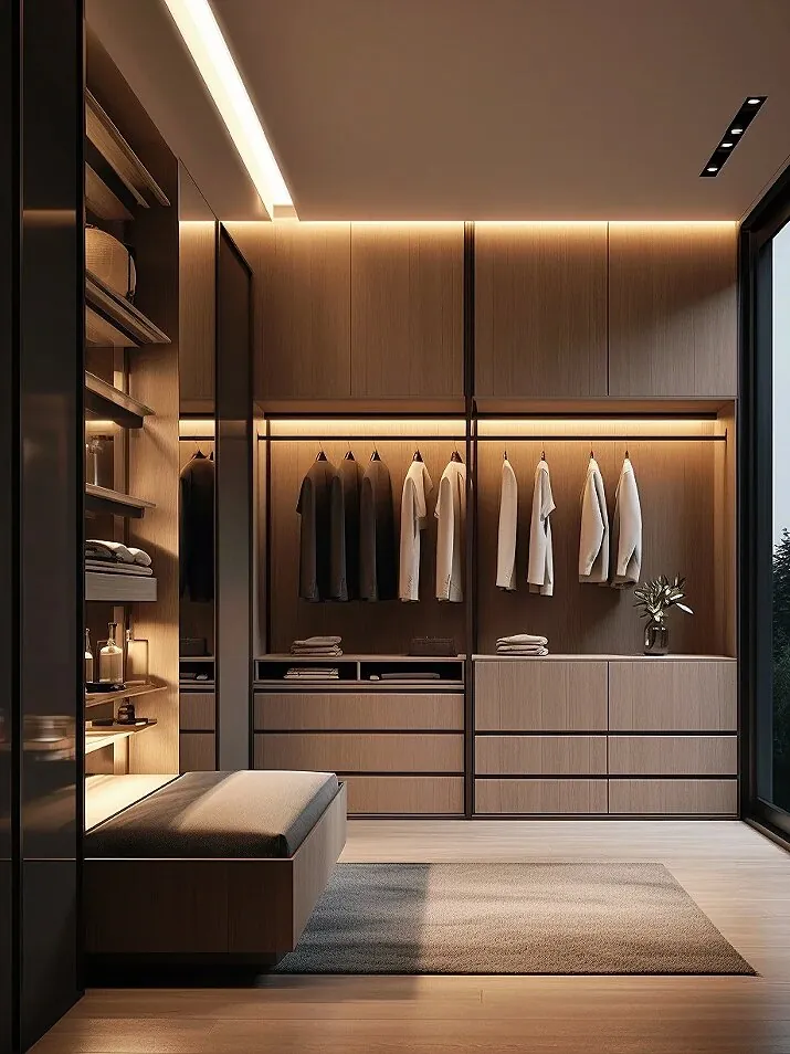 Dark Woodgrain Dressing Walk-in Closets - design view 2
