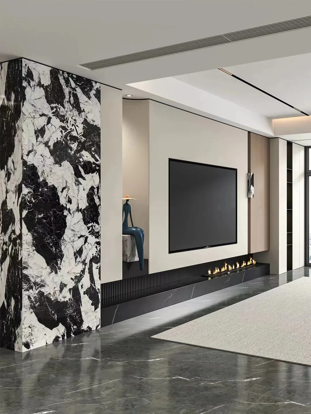 Black-and-White Stone-Look TV & Media Cabinets