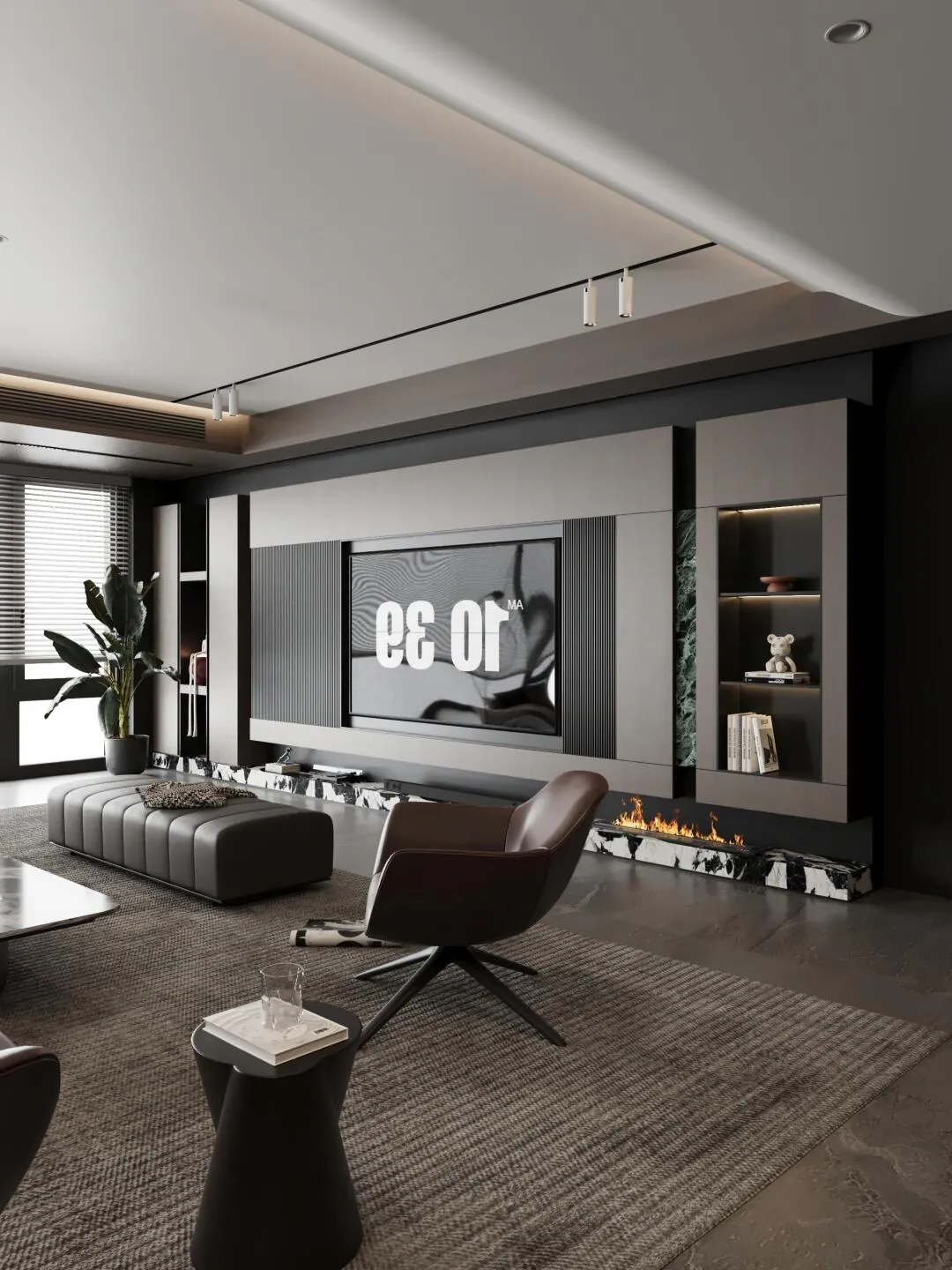 Dark Open-Plan Media TV & Media Cabinets