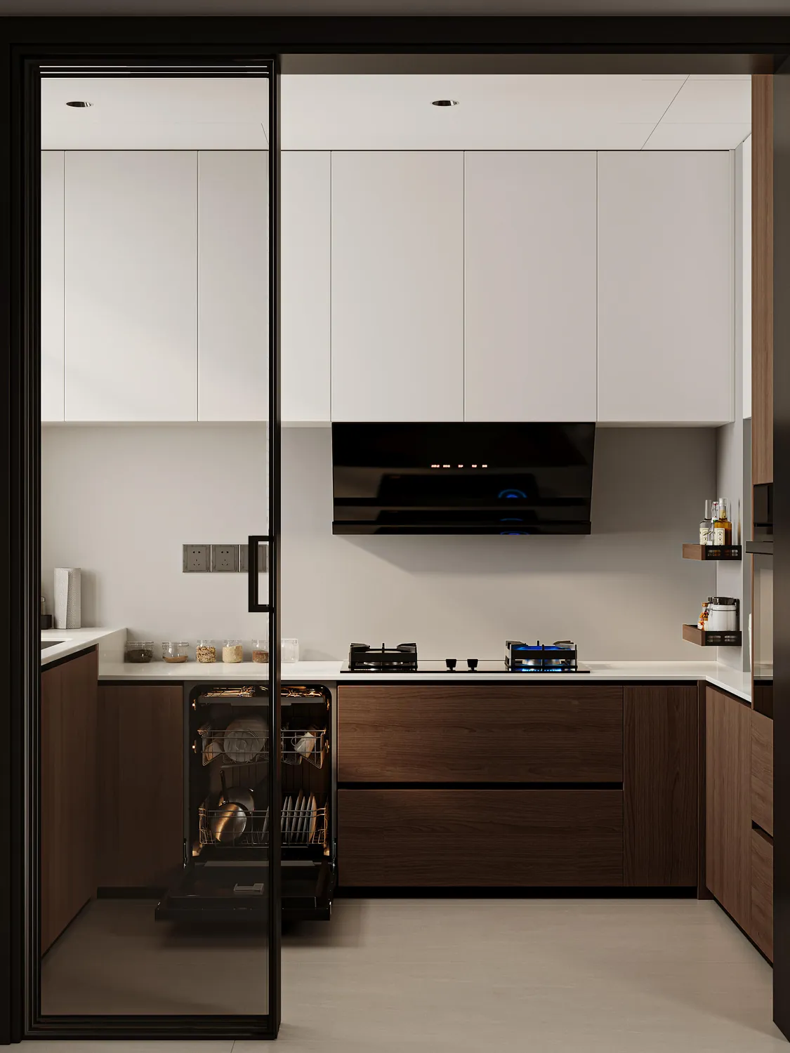 Two-Tone Compact Kitchen Cabinets