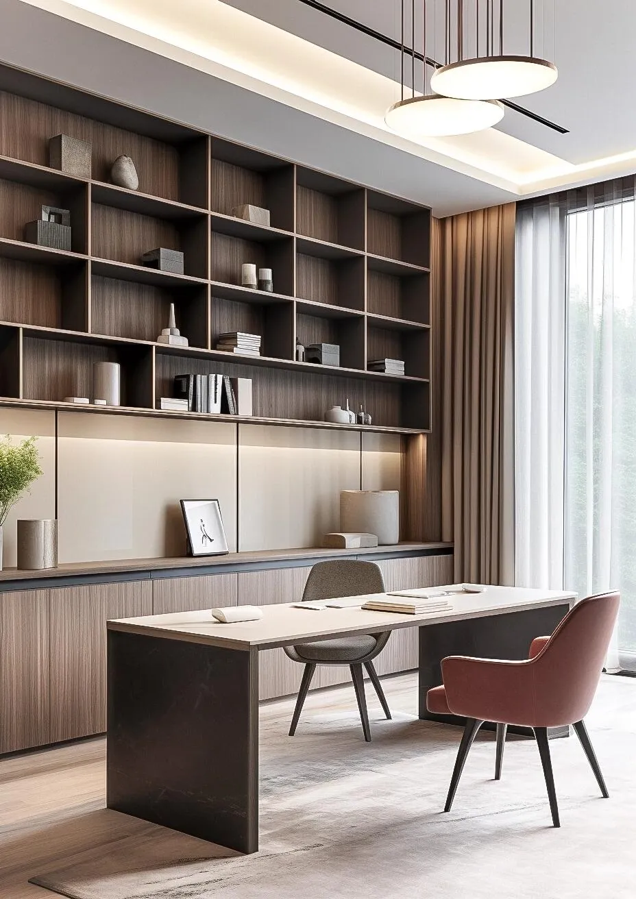 Dark Shelving Desk Study & Bookcases