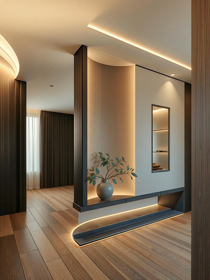 Illuminated Corner Entryway Cabinets - design view 2