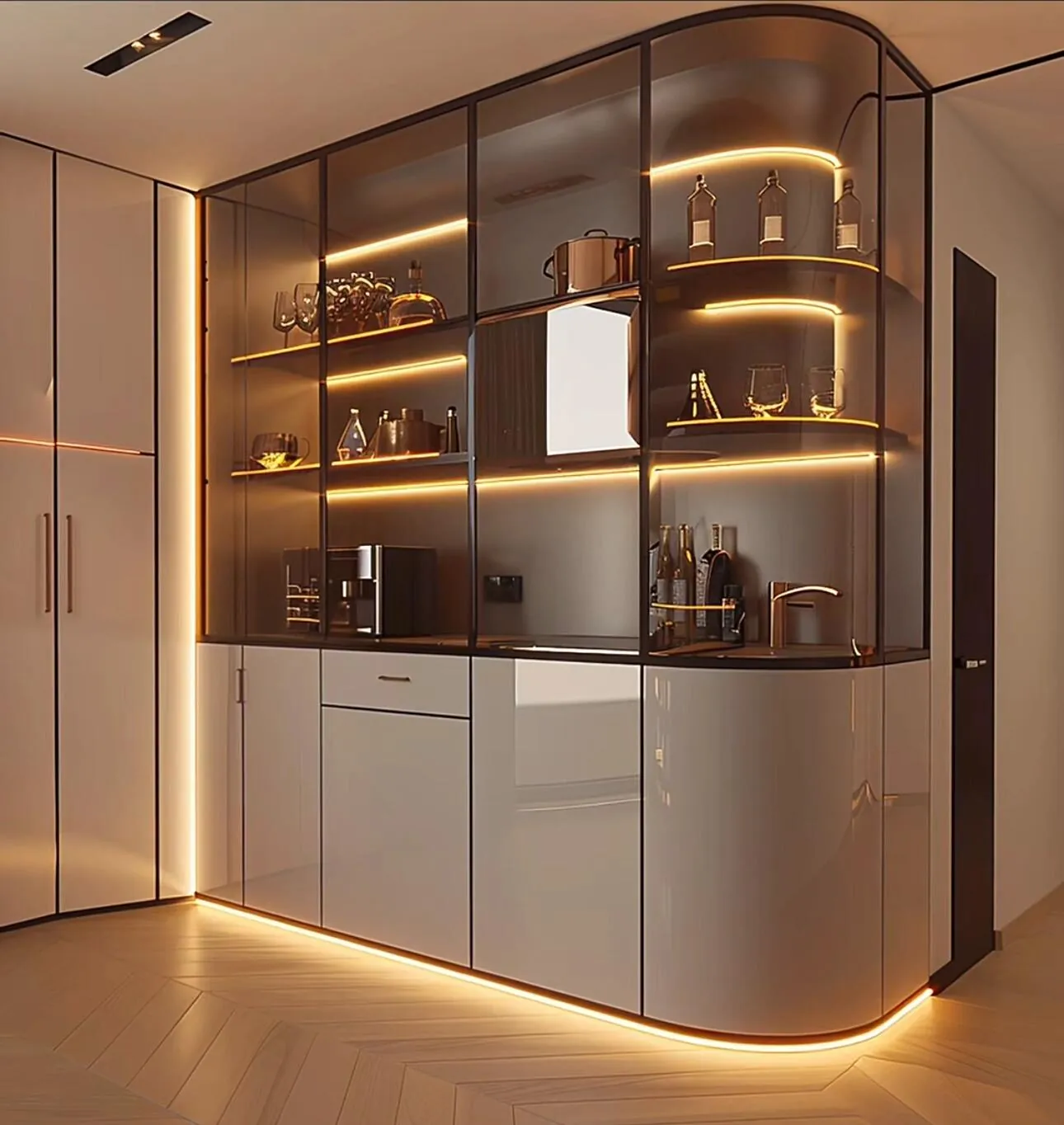 Curved Glass Display Display & Sideboard Cabinets