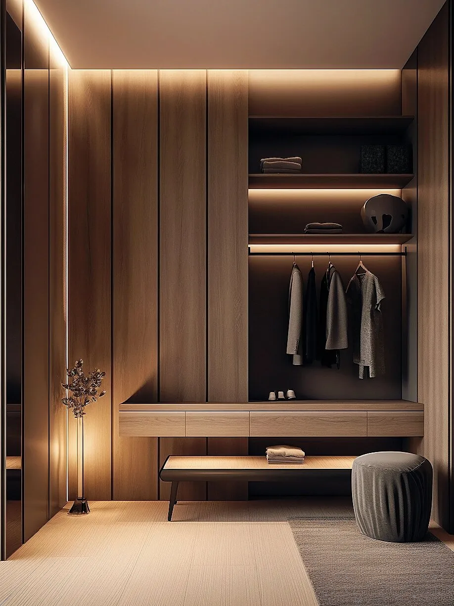 Warm Woodgrain Dressing Walk-in Closets - design view 3