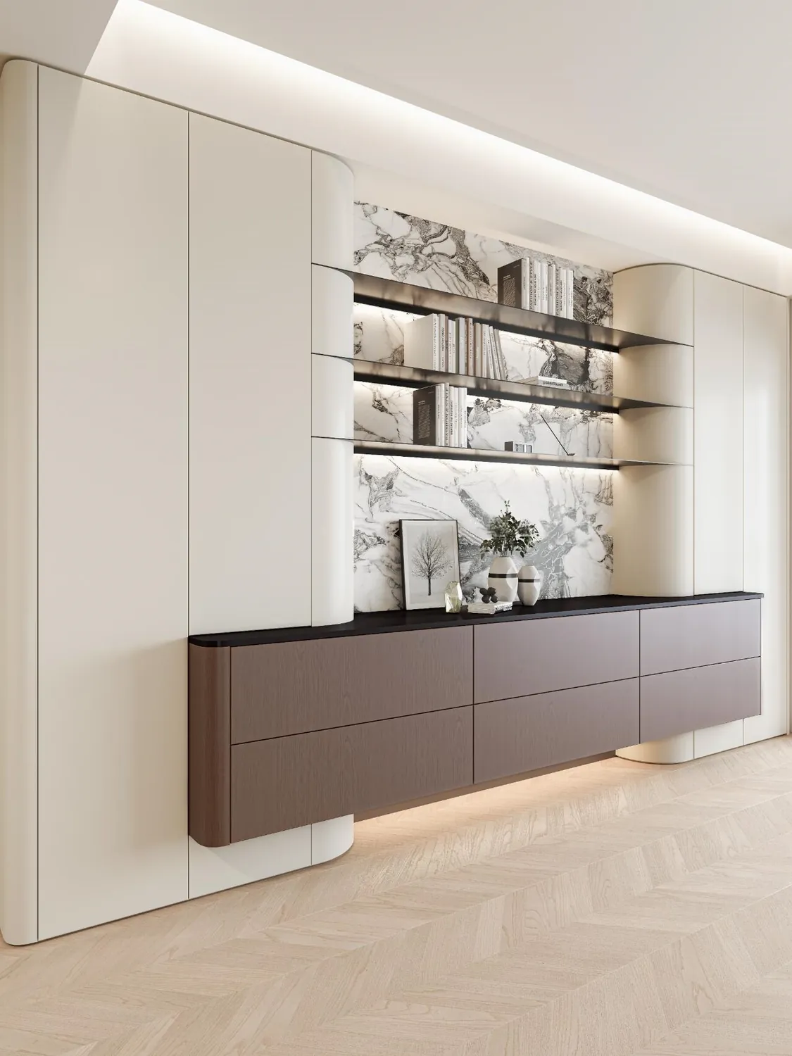 Floating Two-Tone Display Display & Sideboard Cabinets