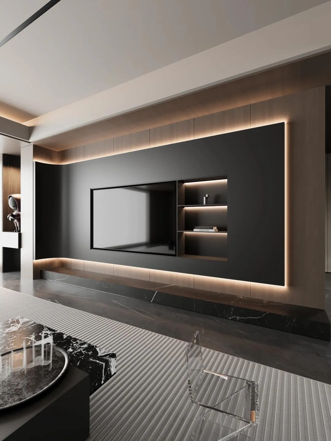 Dark Woodgrain Frame TV & Media Cabinets - design view 2