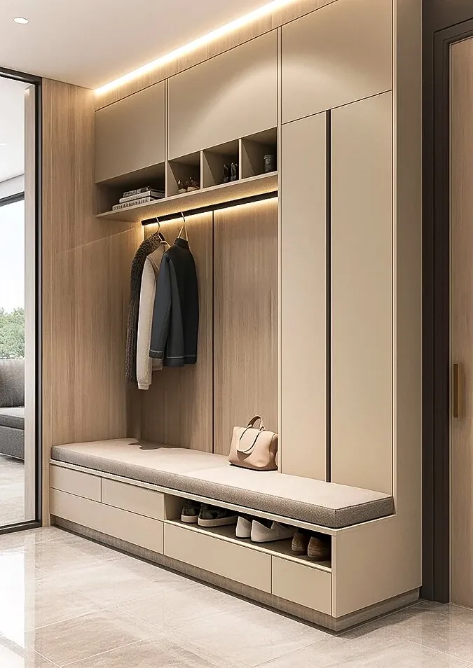Open Hanging and Bench Shoe & Hallway Storage - design view 2