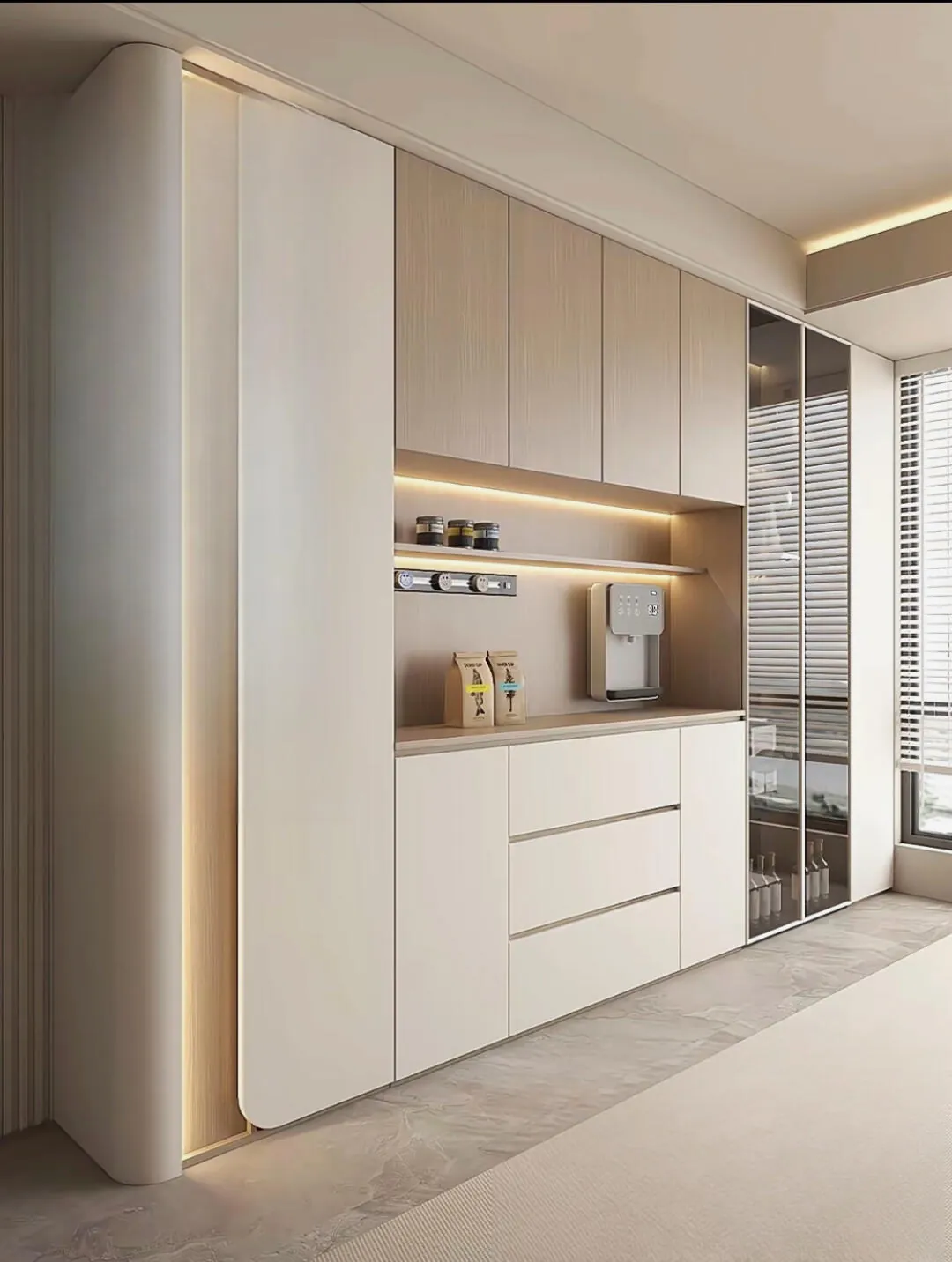 Neutral Dining Wall Display & Sideboard Cabinets
