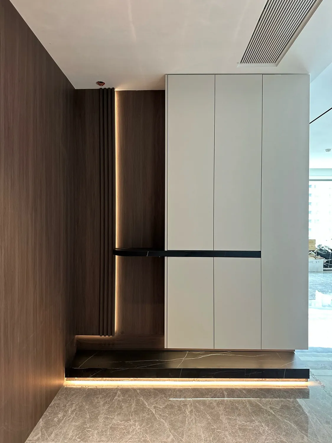 Floating Two-Tone Entryway Cabinets